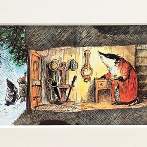 Wind in the Willows Mounted Print by Ernest Shepard. Matted Vintage Colour Print
