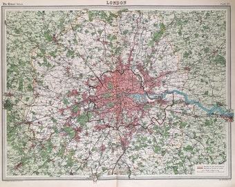 Greater London, Railway Lines & Stations, 1922 Very Large Map, Vintage Colour Map (25)