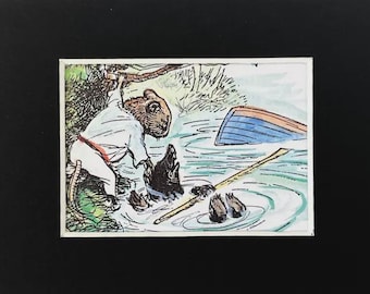 15 TINY Wind in the Willows Mounted Prints by Ernest Shepard - You Choose