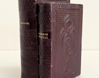 Beautiful Miniature Antique Book of Common Prayer & Proper Lessons in Fine Ornate Leather Bindings and with Original Leather Case