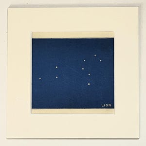 LEO das LÖWE Sternbild c. 1880 Antike montiert Astronomie Druck, Farb Lithographie