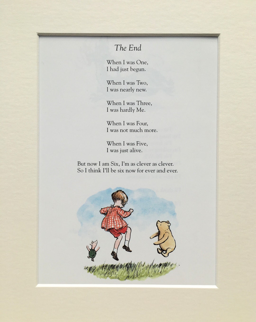 WINNIE THE POOH Poem by A.A. Milne & Ernest Shepard Large Mounted Print ...