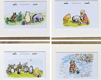 19 Mounted Winnie The Pooh Print, 1980s Matted Vintage Colour Print - You Choose