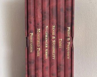 JANE AUSTEN - Juego raro de seis (6) volúmenes en estuche - Edición especial, encuadernaciones finas,