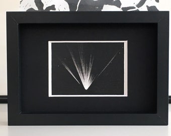 COMET TINY FRAMED & Mounted Print - 1920s Vintage Black and White Print