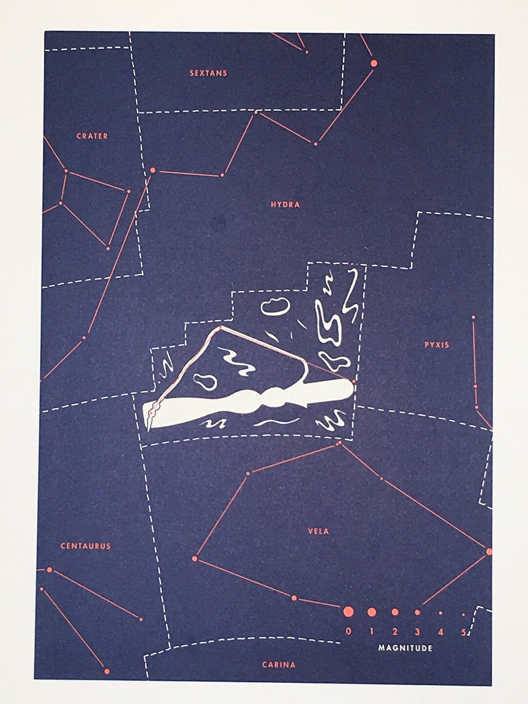 ANTILIA the AIR PUMP, Astronomy Print, Dark Blue Star Chart of