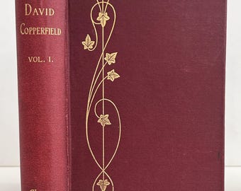 David Copperfield, de Charles Dickens, 2 volúmenes antiguos, c. 1890, Art Nouveau.