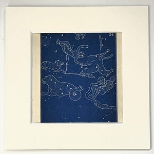 Autumn Quarter Constellations c. 1880 Antique Mounted Astronomy Print, Colour Lithograph