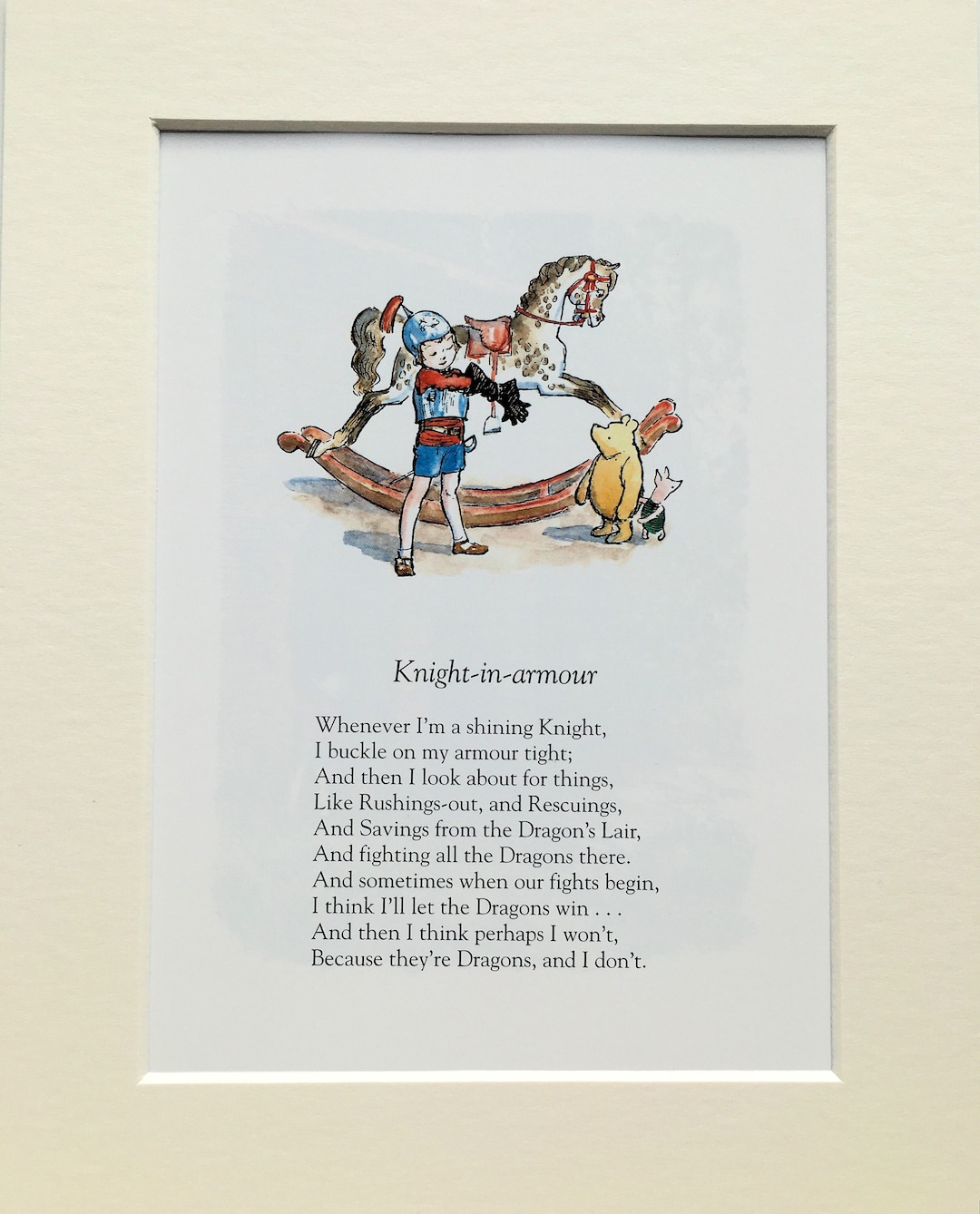 WINNIE THE POOH Poem by A.A. Milne & Ernest Shepard Large Mounted Print ...