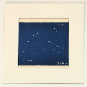 PERSEUS Constellation c. 1880 Antique Mounted Astronomy Print, Colour Lithograph