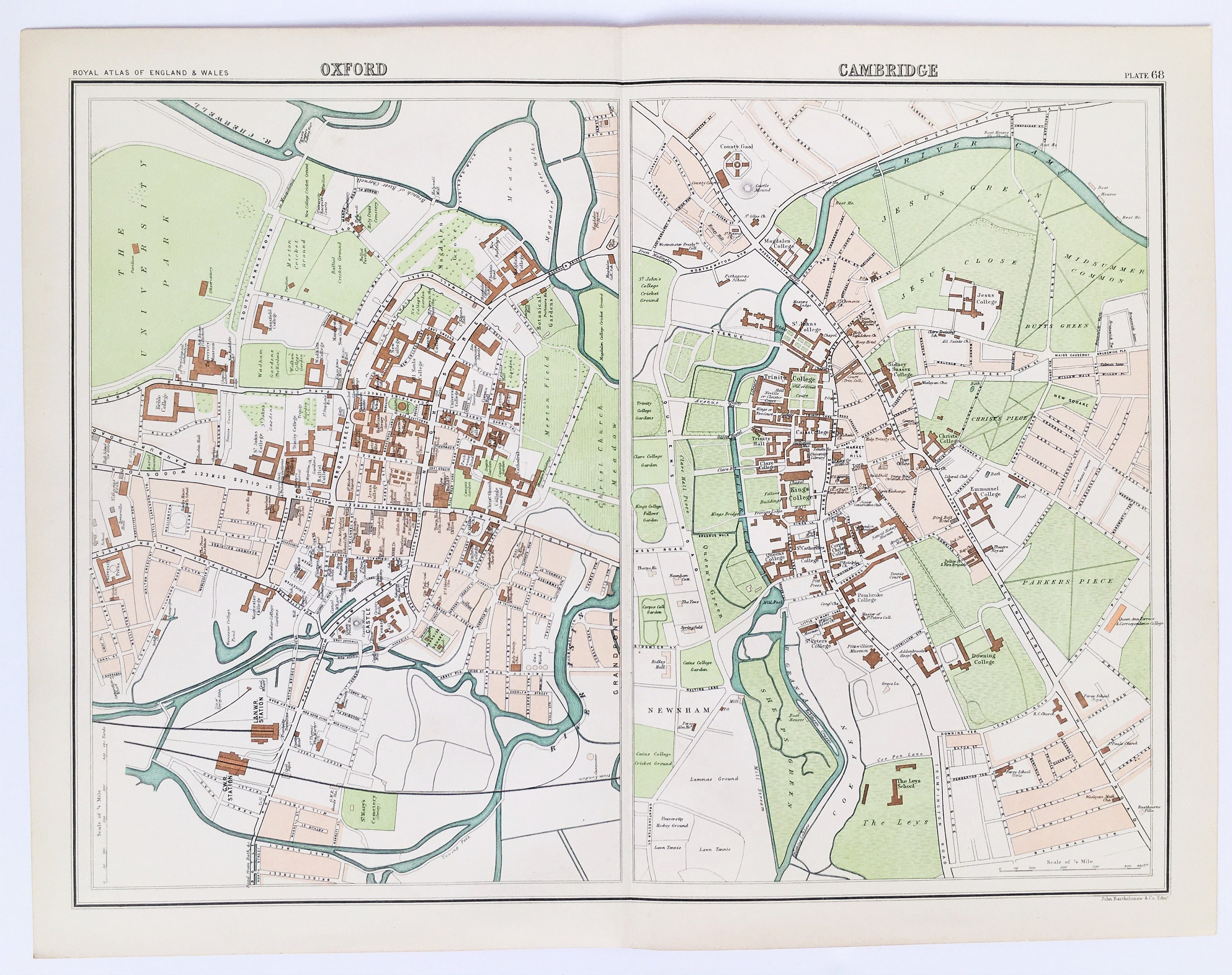 Globes Maps Lovely Pastel Colours 18 Original Antique Map By Bartholomew C Central Germany Home Living Home Decor Hamaguri Co Jp