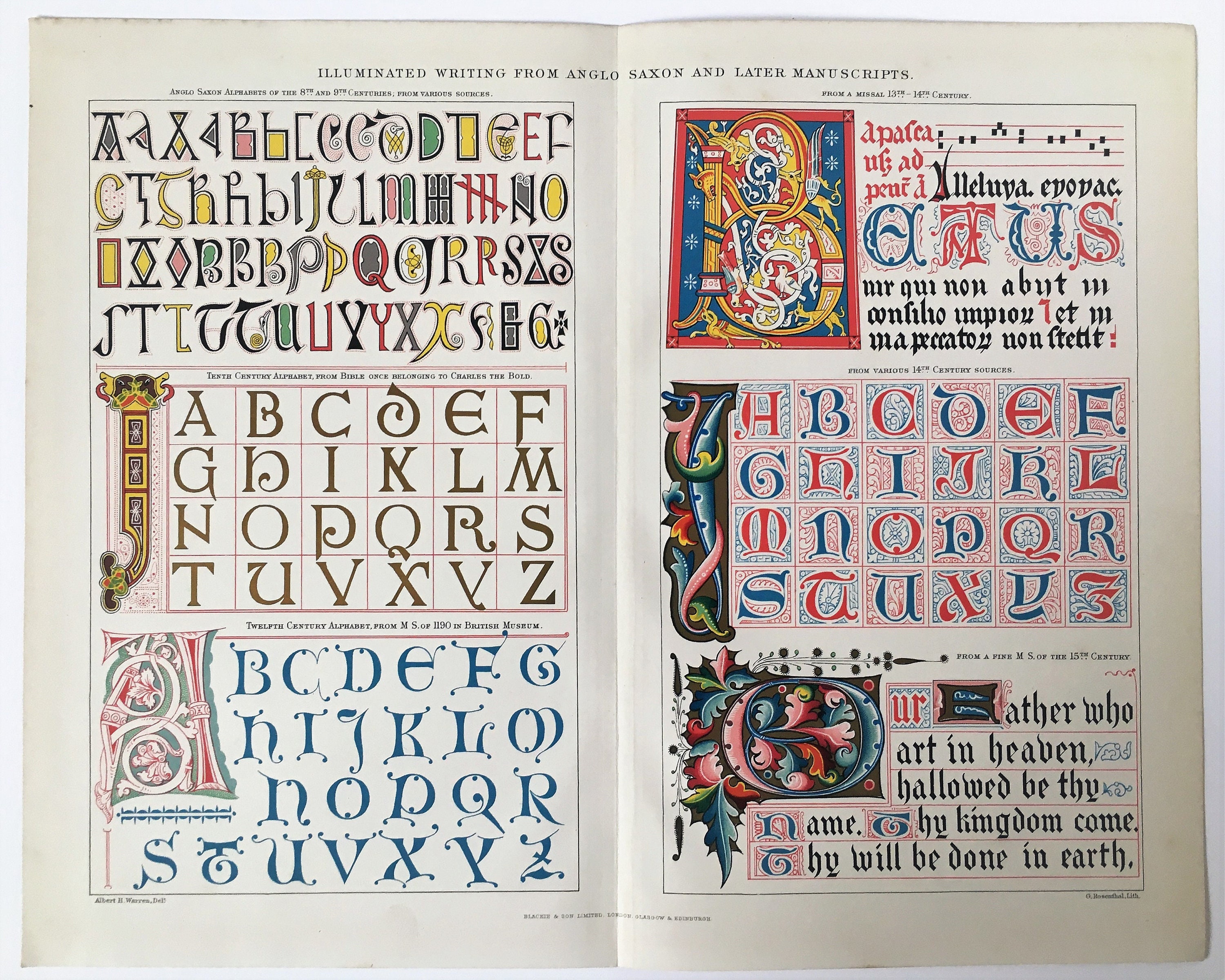 ILLUMINATED MANUSCRIPTS C. 1900 Antique Print Colour - Etsy