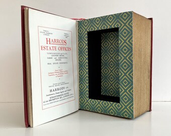 Caja fuerte con forma de libro hueco, para guardar pasaportes, documentos secretos y dinero en efectivo: Manual de Kelly vintage en rojo y dorado.