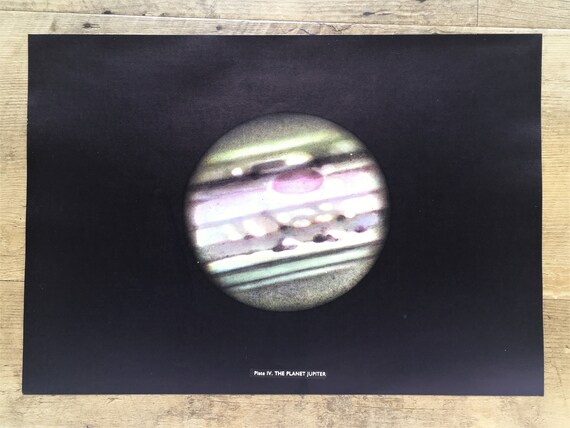 1950 Vintage Astronomy Print Planet Jupiter Solar System Large Colour Astronomical Print
