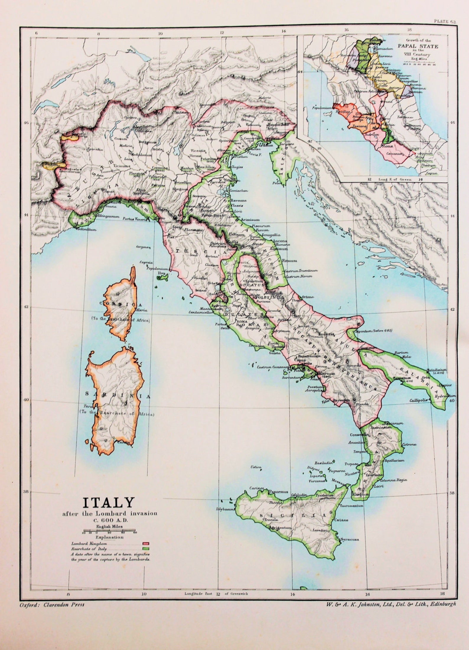 Antike Landkarte von Italien nach der Invasion der Region | Etsy