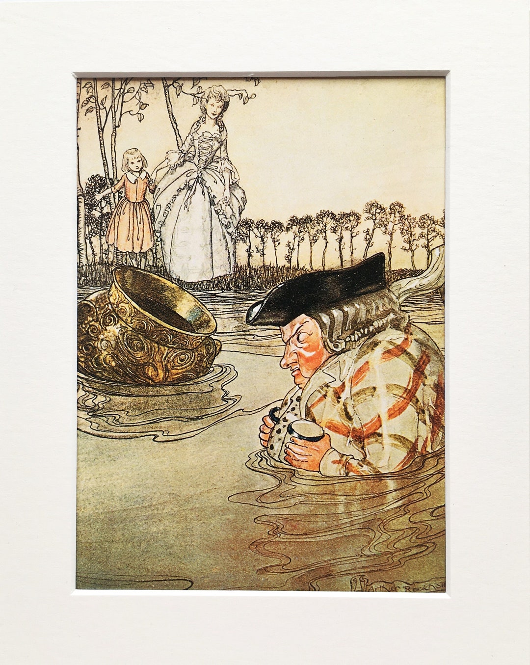 ARTHUR RACKHAM 1970s Vintage Mounted Colour Print Aesop's Fable Fairy ...