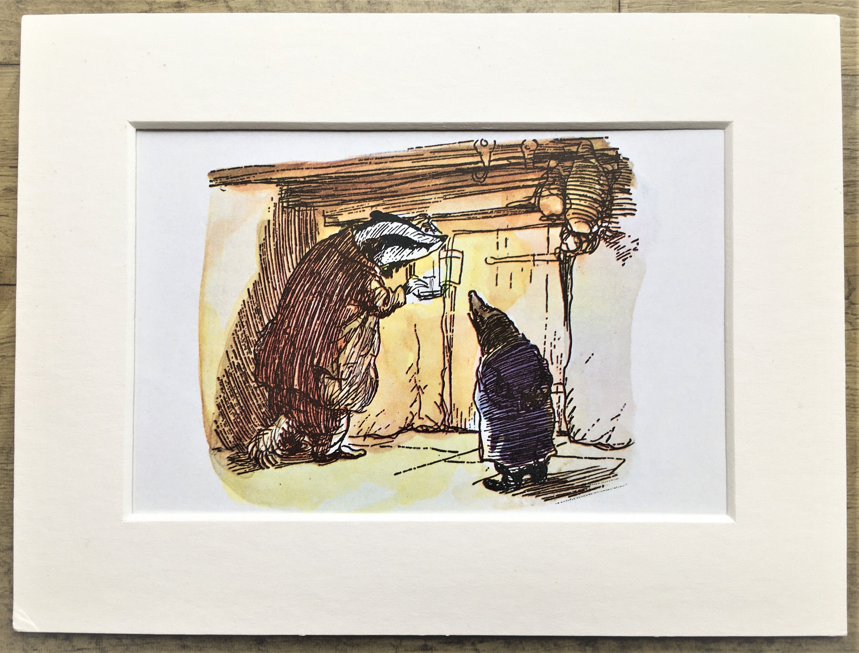 Wind in the Willows Mounted Print by Ernest Shepard. Matted Vintage Colour Print