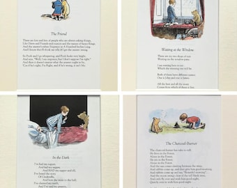 12 WINNIE THE POOH Poems by A.A. Milne & Ernest Shepard Large Mounted Colour Print - You Choose
