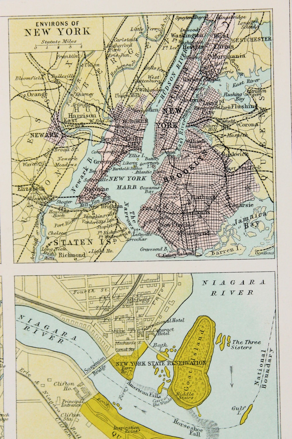 Nueva Inglaterra Estados Unidos Gran mapa antiguo plegable | Etsy