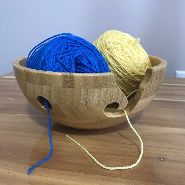 Beautiful 8 inch  bamboo yarn bowl, FREE SHIPPING DAILY!