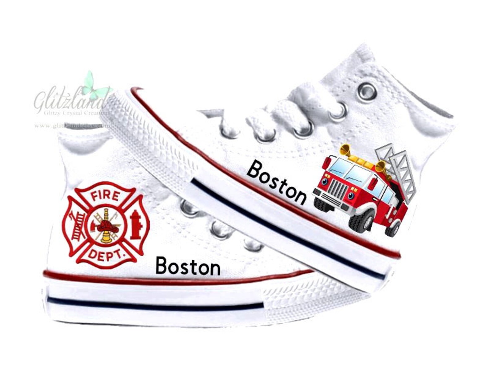 Fire Truck Fire Fighter High Top Shoes Infant Toddler Little Etsy