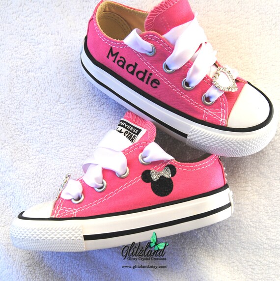 Minnie or Mickey Mouse Name Shoes, Pink Converse, Girls Sizes 11 3 Many Colors Available. Choose Your Font. Minnie or Mickey Mouse Name Shoes, Pink Converse, Girls Sizes 11 3 Many Colors Available. Choose Your Font.