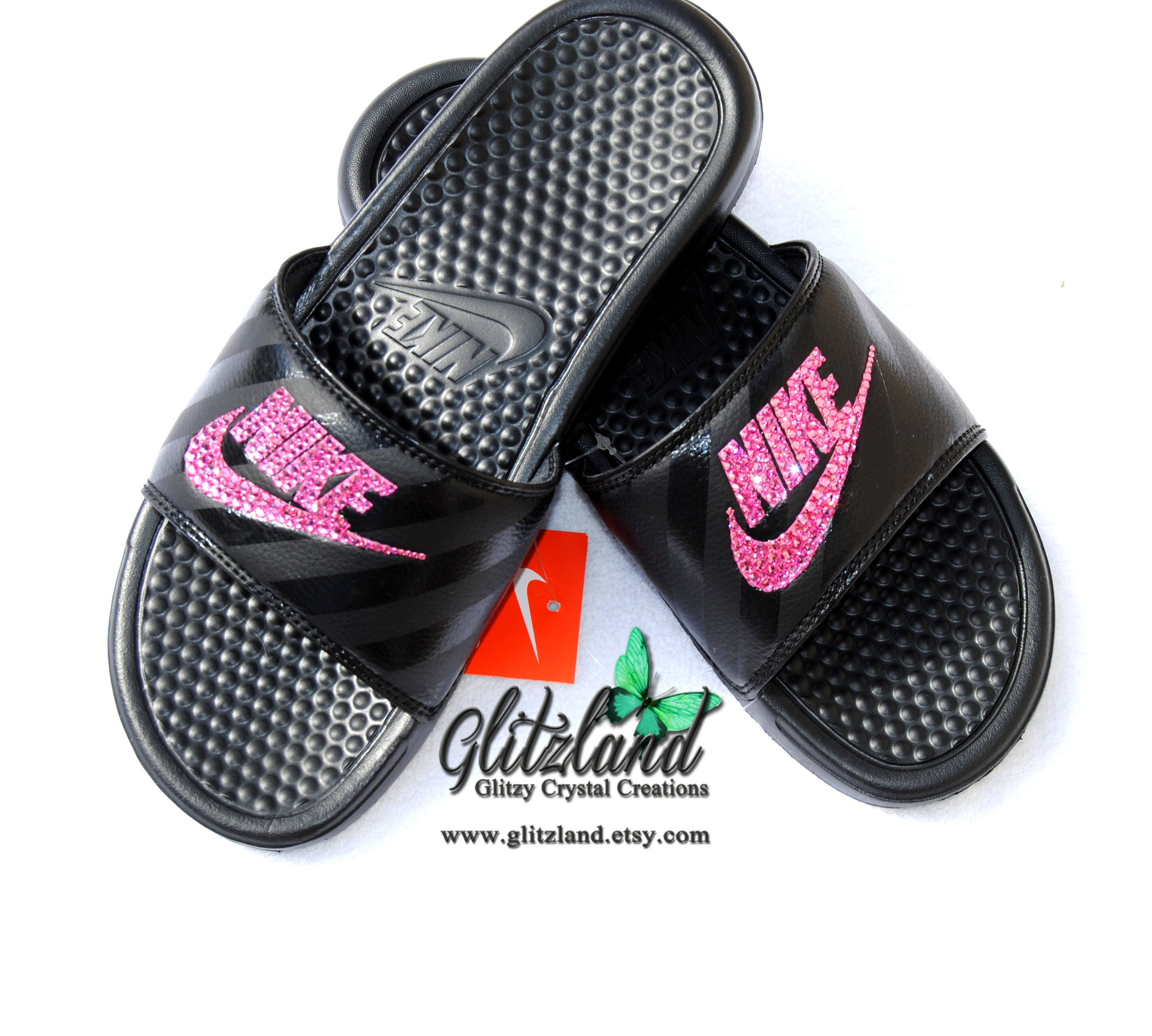 nike benassi black pink