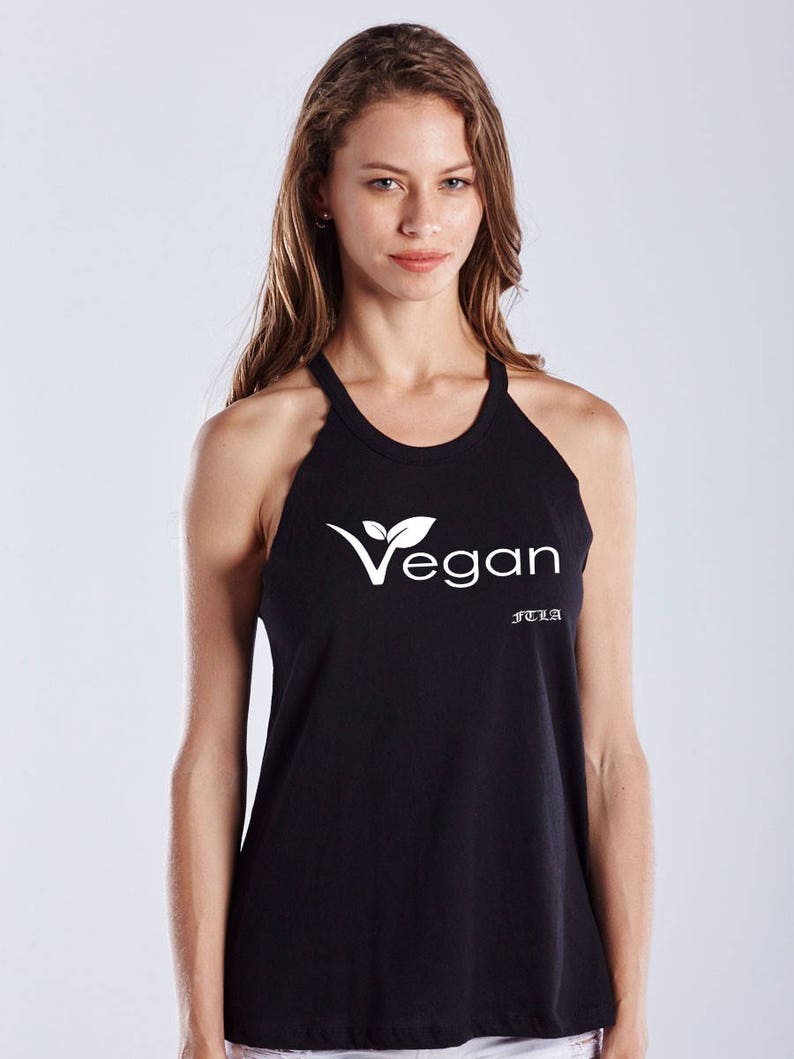 Vegan Goddess Heather Charcoal Raw Edge Vegan Leaf Tank Top Etsy