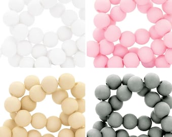 Acrylic beads matt in different colors, 400 pieces with 8 mm diameter, plastic beads for crafts or for DIY bracelets and necklaces