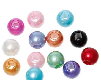 Sadingo acrylic beads, plastic beads - colorful mix - 12 mm - 100 pieces - threading beads for jewelry making, DIY bracelet