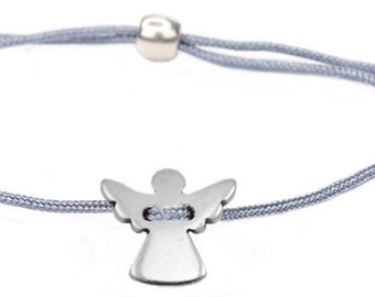 Schutzengel Armband silber für Mädchen mit Engel (größenverstellbar), grau