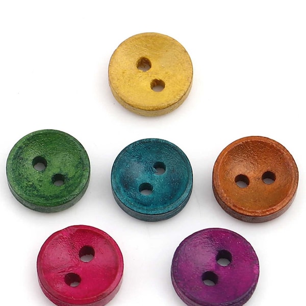 Wooden buttons colorful 50 pieces, button set, craft supplies