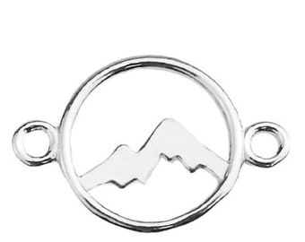 Jewelry connector mountains 925 silver, 1 piece 17 x 11 mm