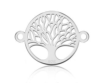 Jewelry connector Sterling Silver 925 connector tree of life, 1 piece