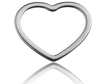 Sadingo Sterling Silver 925 silver pendant, jewelry connector heart - 1 piece - 10 x 12 mm - thickness 0.4 mm - color selectable