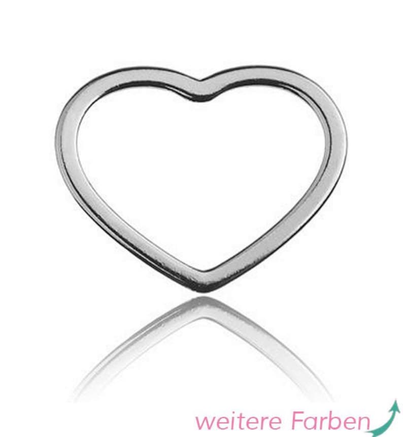 Sadingo Sterling Silver 925 silver pendant, jewelry connector heart 1 piece 10 x 12 mm thickness 0.4 mm color selectable Bild 1