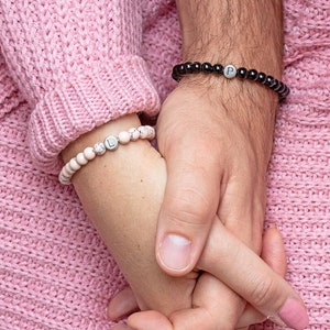 Partnerarmband Set, Couple Armband aus Jade Natursteinperlen, Personalisiertes Perlenarmband, Pärchen Armbänder, Geschenk für Paare Bild 2