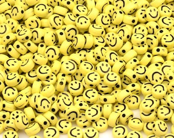 Smiley Perlen 90 Stück 7mm zum Basteln