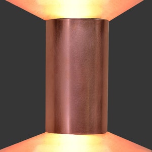 Half Cylinder Brass, Copper or Stainless Wall Sconce • Up & Down  Lighting • Interior • Exterior •  6.5" W x 13" T x 4" • Custom Sizes Too!