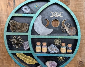 Celestial Crystal Shadow Box: Moon Phase Witchy Altar Decor