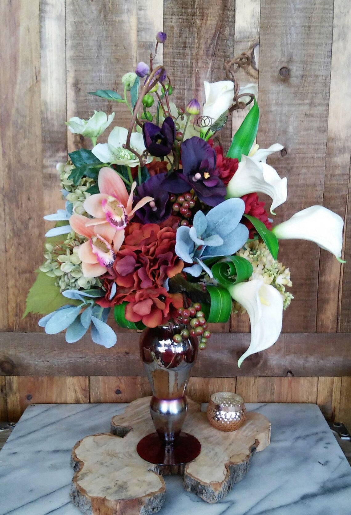 Rich Jewel Tone Artificial Arrangement Faux Flowers Silk - Etsy