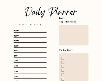 Daily Goals Planner Worksheet | Etsy