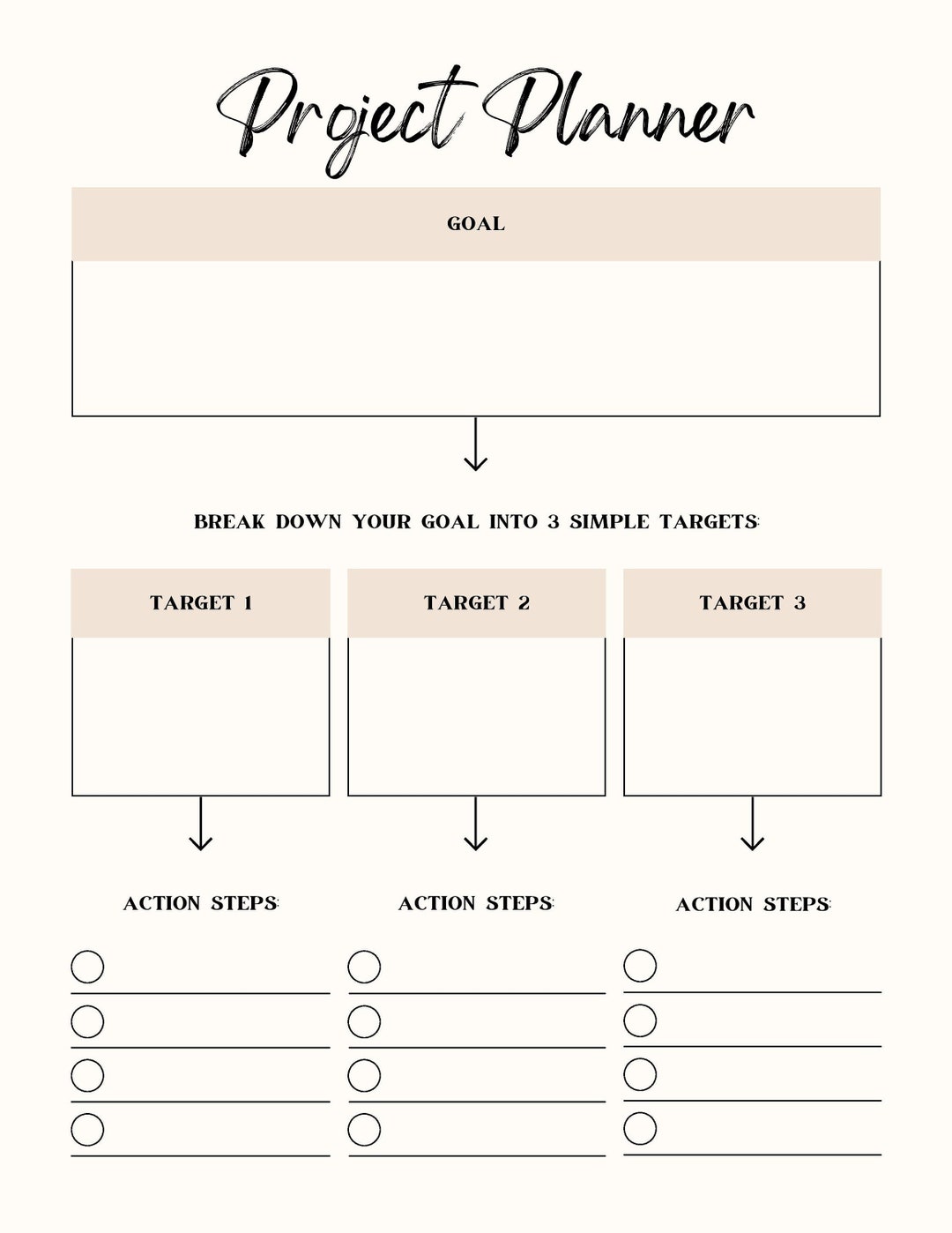 Project Planner Worksheet Printable Planner Stationery Etsy