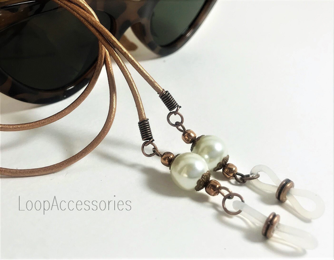 Leather eyeglass Cord with charm