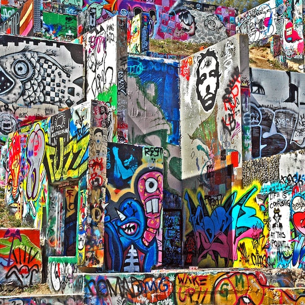 GRAFFITI PARK At CASTLE Hills ~ Handmade 5x7 Photo Greeting Card - Card Stock and Envelope made from 100% Recycled Materials