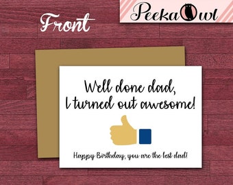 Digital Instant Download Father Birthday Card - Happy Birthday to my favorite dad - Printable digital funny birthday card for father!!!
