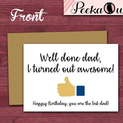 Printable Happy Birthday Dad Card for Father Elegant Birthday - Etsy