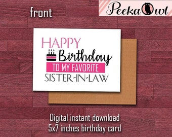 Descarga instantánea digital Tarjetas de cumpleaños divertidas para cuñada - Feliz cumpleaños a mi cuñada favorita - Tarjetas de cumpleaños para cuñada