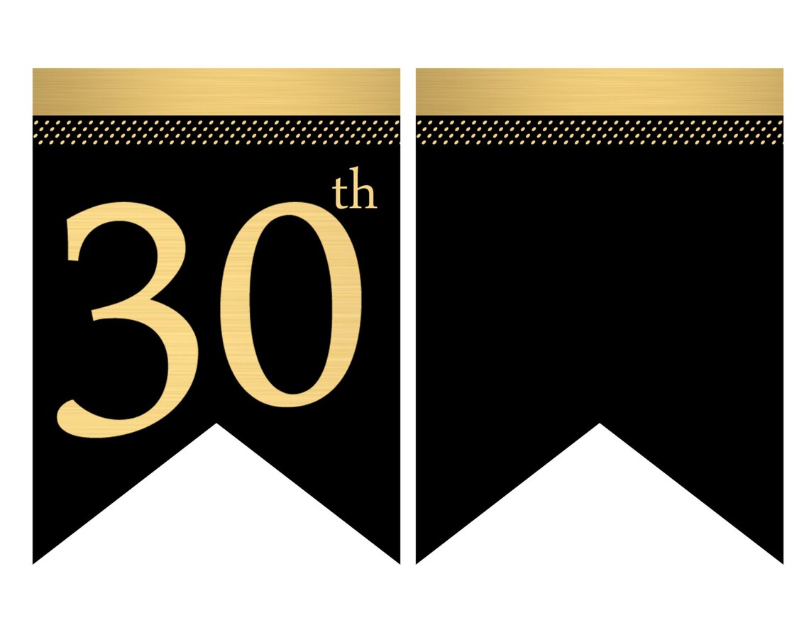 Instant Download Black Gold Birthday Banners Printable Happy Etsy