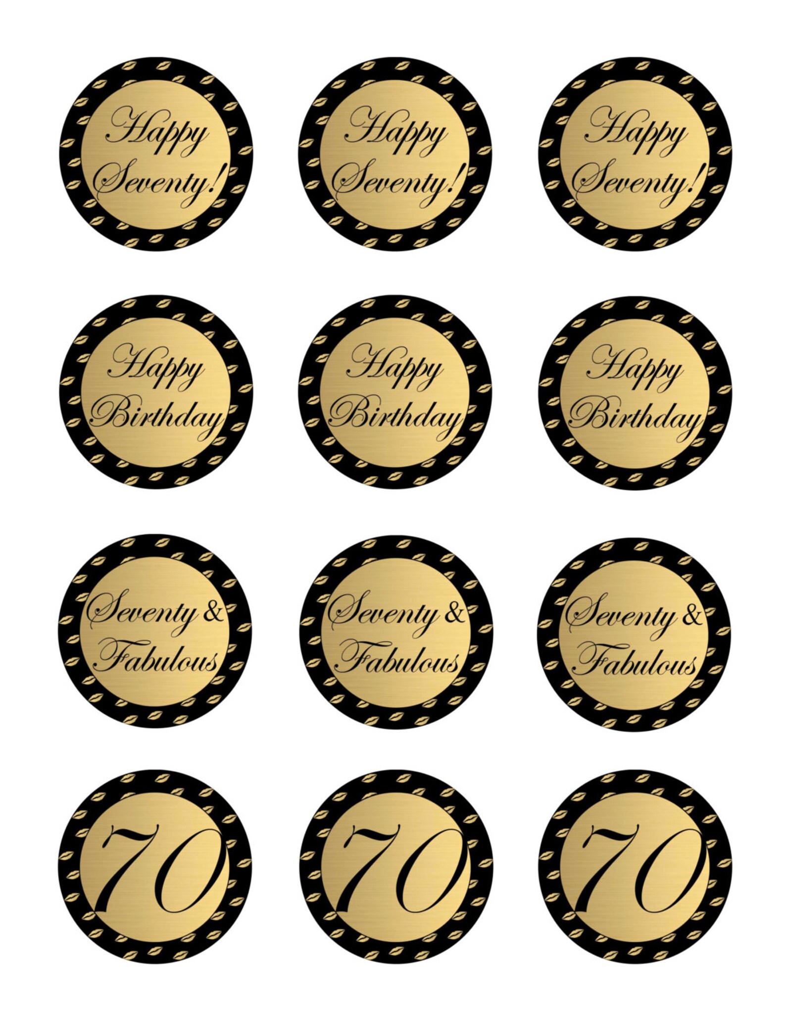 Instant Download 70th Birthday Cupcake Toppers 70th and Etsy